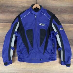 Y2K Nitro Racing Motorcycle Jacket Mens Size M Blue Mesh Gorpcore Streetwear